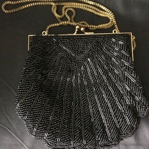 Black beaded evening purse